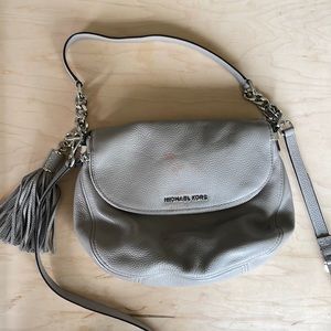 Michael Kors gray crossbody bag, small and large handle